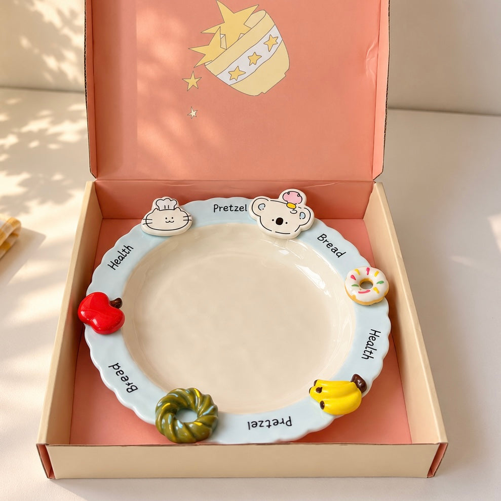 Hand-Painted Koala Ceramic Round Plate – 8.3-Inch