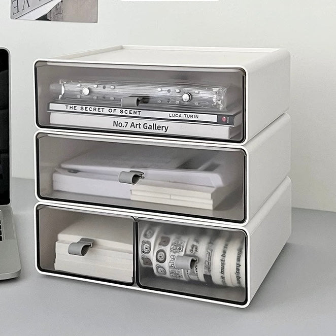 Stackable White Storage Drawers – Minimalist Organizer for Desk, Vanity, or Home Use