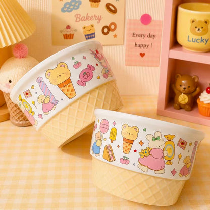 Ice Cream Party Ceramic Cereal Bowl - Artist Collaboration, 560ML