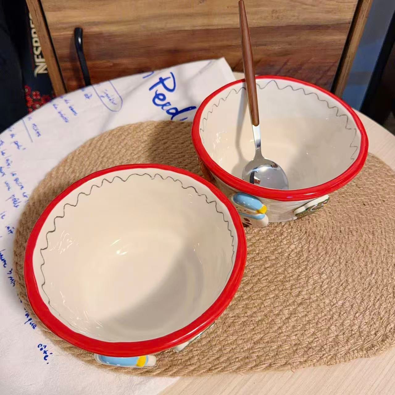Hand-Painted Snowman Ceramic Yogurt Bowl - 650ML