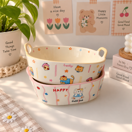 Lucky Cat Ceramic Baking Dish with Handles – Oven & Air Fryer Safe