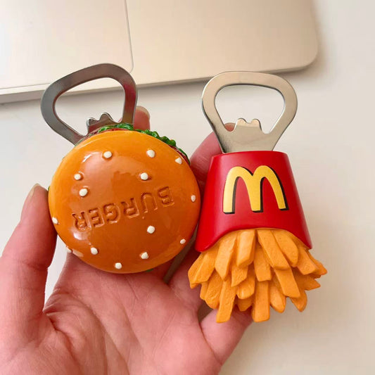 Burger & Fries Fridge Magnet Bottle Opener