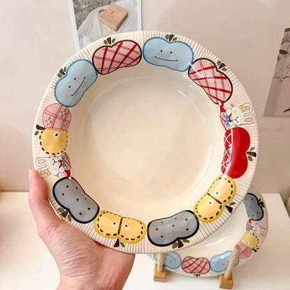 Apple Bunny Ceramic Deep Plate – 8.2 Inch