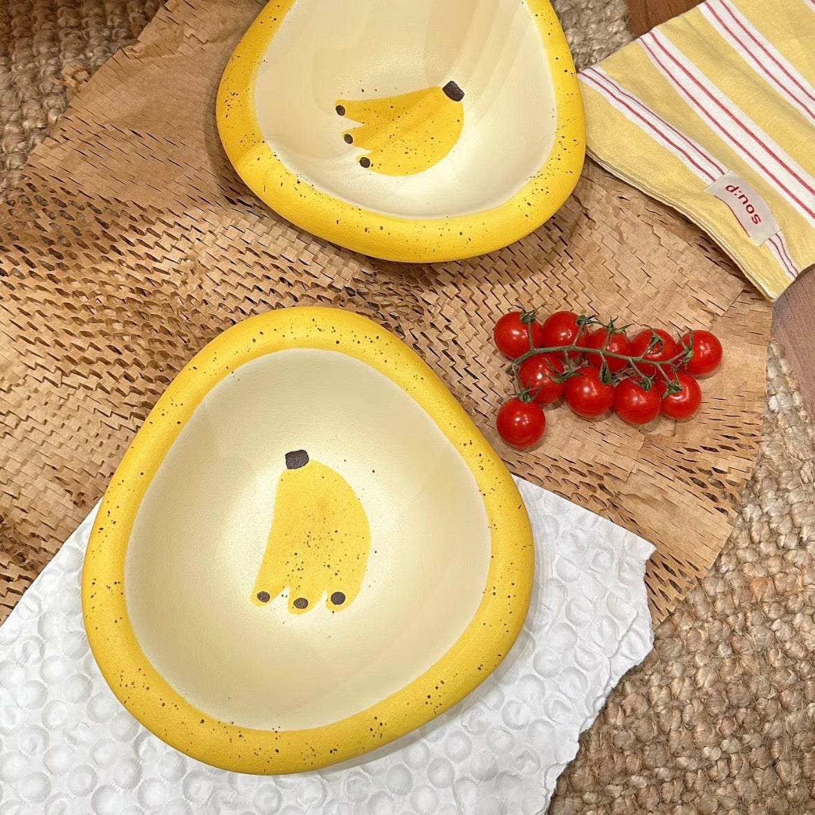 Hand-Painted Banana Ceramic Salad Bowl – 500ML