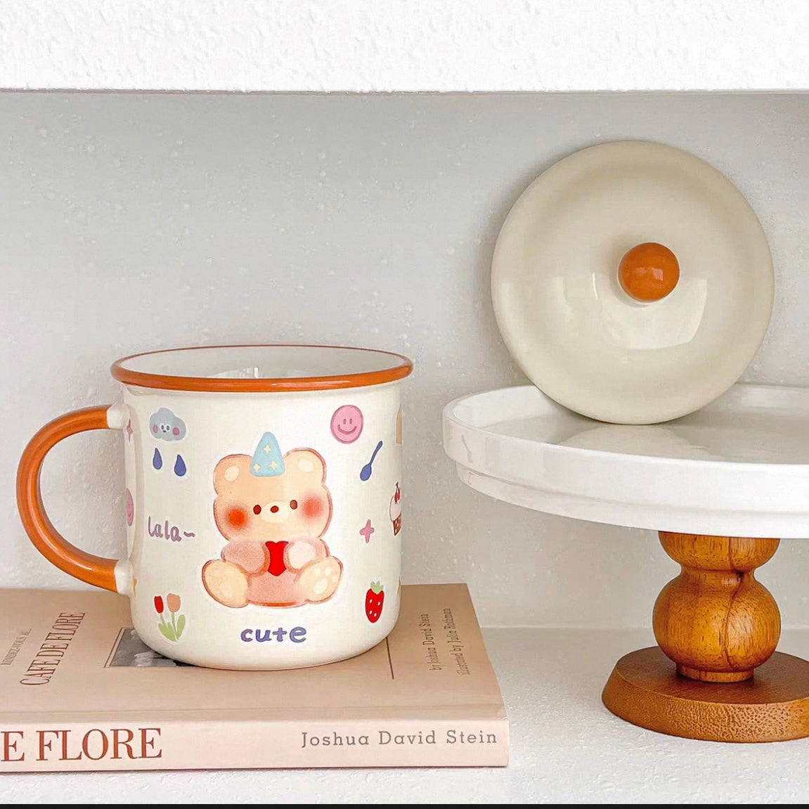 Cute Bear Ceramic Mug with Lid – 400ML Capacity