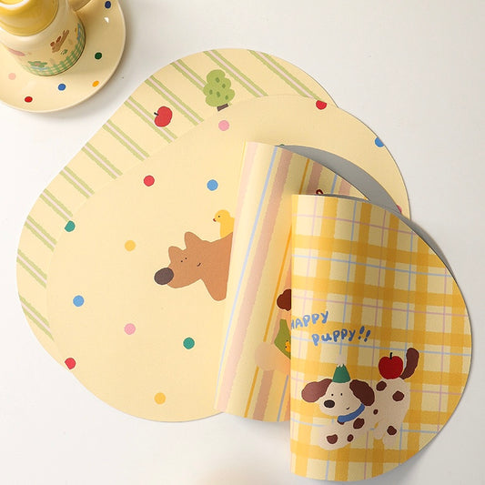 Colorful Puppy Leather Dining Table Mats, 45x30cm