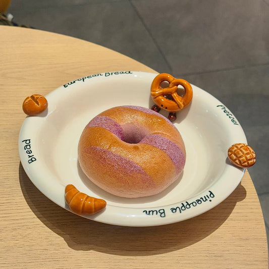 Hand-Painted 3D Bread Ceramic Deep Plate, 8.4-Inch