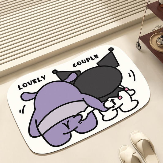 Cute Couple Bathroom Absorbent Mat - Size 40x60cm | Quick-Drying and Absorbent