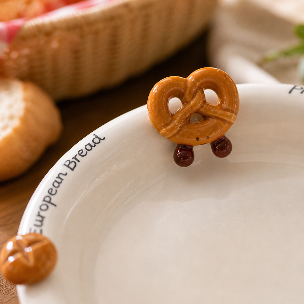 Hand-Painted 3D Bread Ceramic Deep Plate, 8.4-Inch