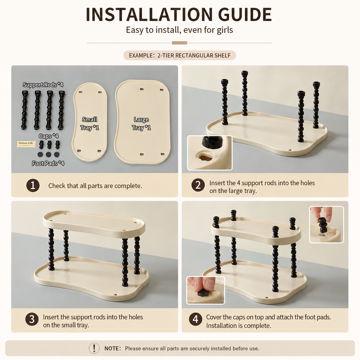 Creamy Style Desktop Storage Rack - Multi-Layer