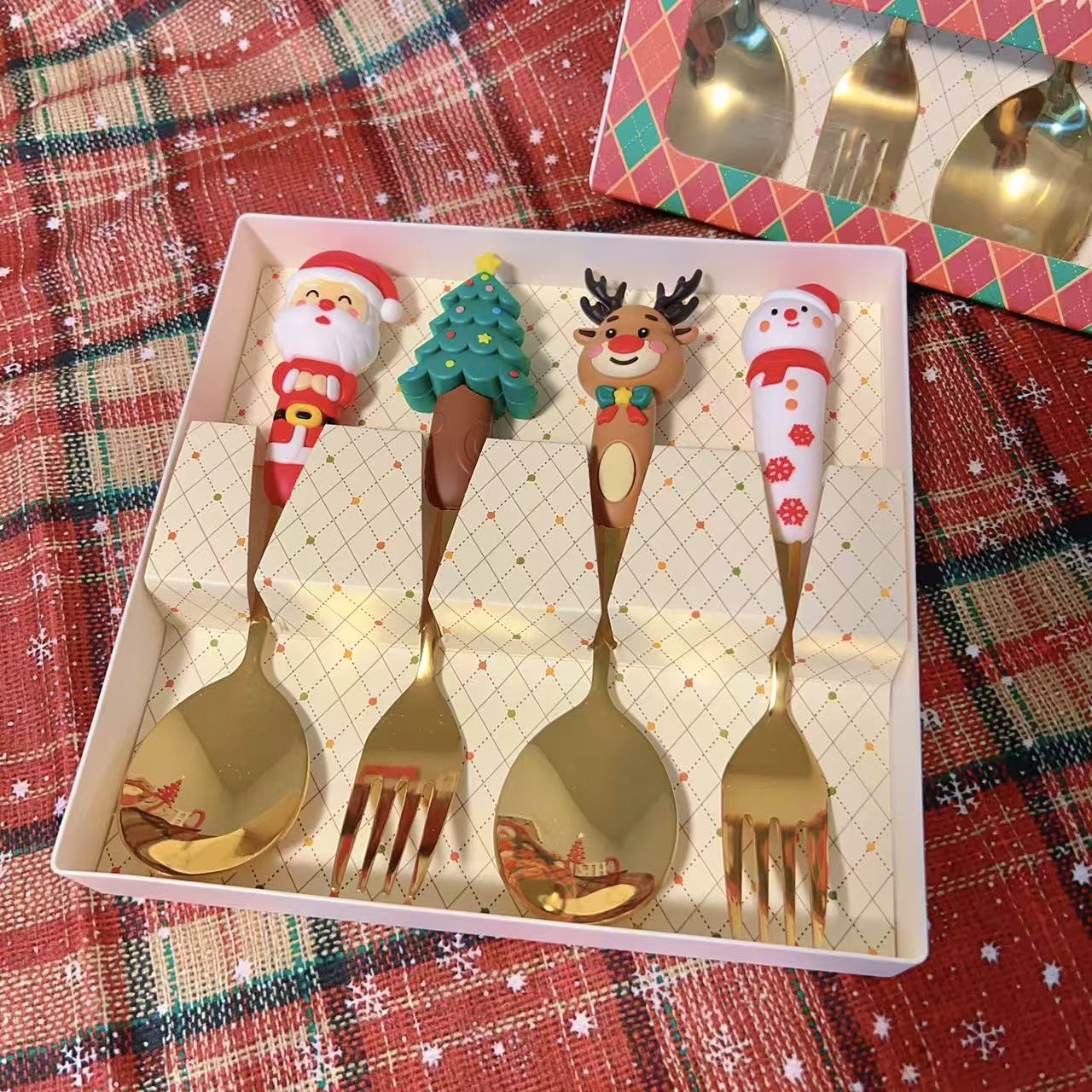 Christmas Fork and Spoon Set- Set of 4 | Christmas Gift