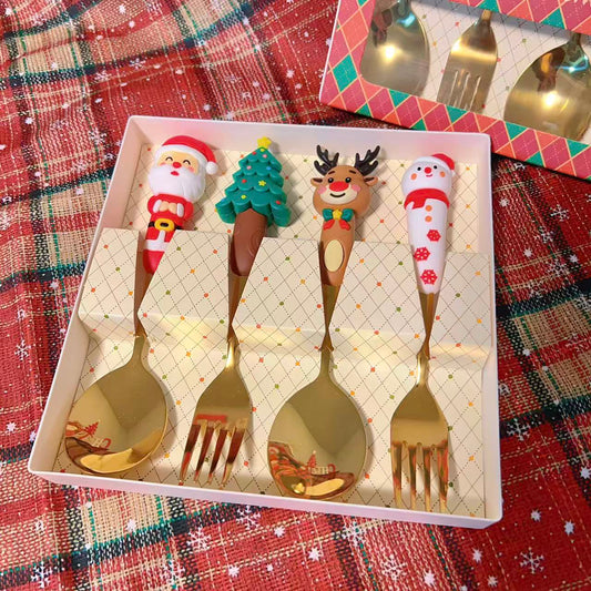 Christmas Fork and Spoon Set- Set of 4 | Christmas Gift