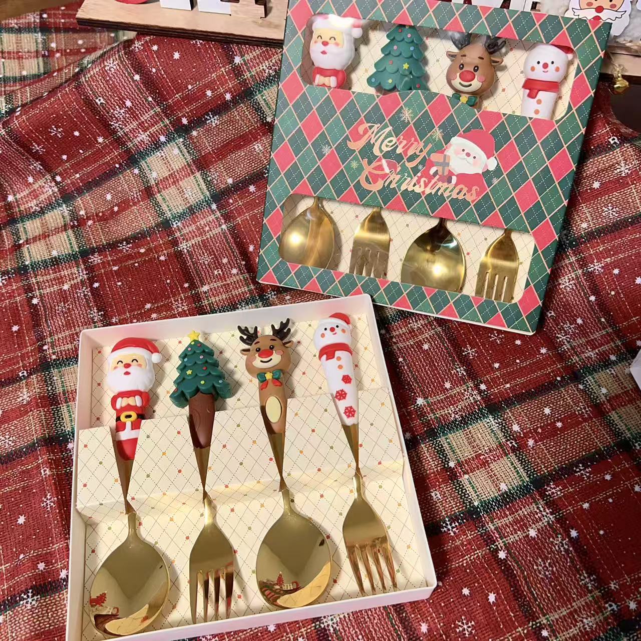 Christmas Fork and Spoon Set- Set of 4 | Christmas Gift