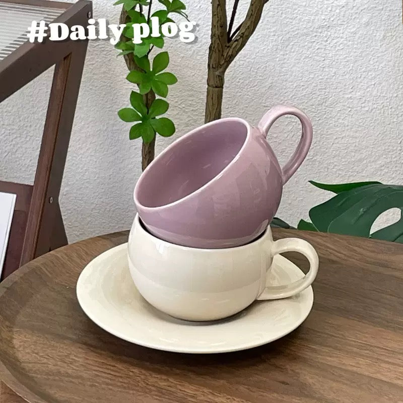 Light Purple Coffee Mug Set - 280ML Capacity