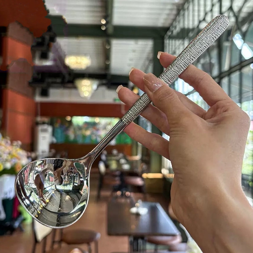 Textured Stainless Steel Spoon - Dining Spoon & Soup Spoon