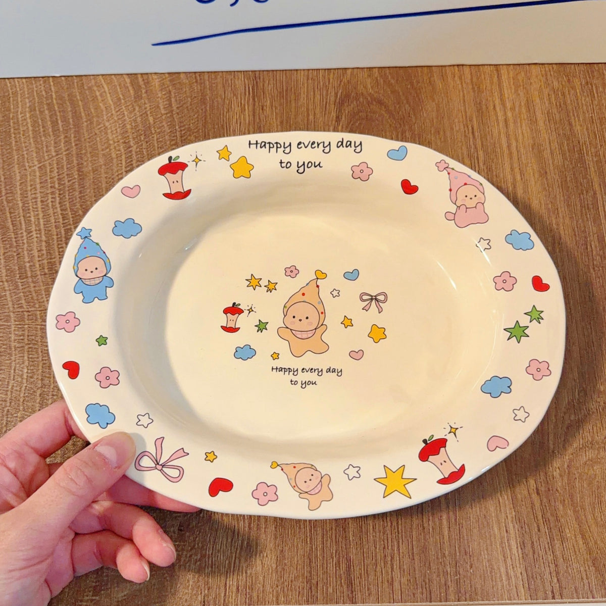 Little Star Ceramic Oval Dessert Plate, 9.4-Inch