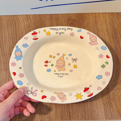 Little Star Ceramic Oval Dessert Plate, 9.4-Inch