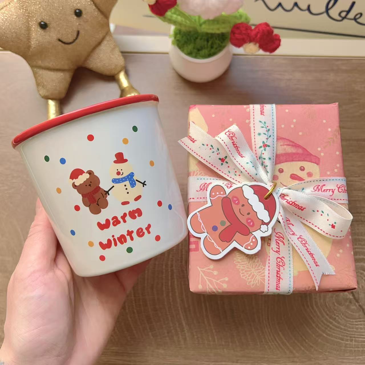 Snowman & Bear Ceramic Mug - 350ML | Christmas Gift