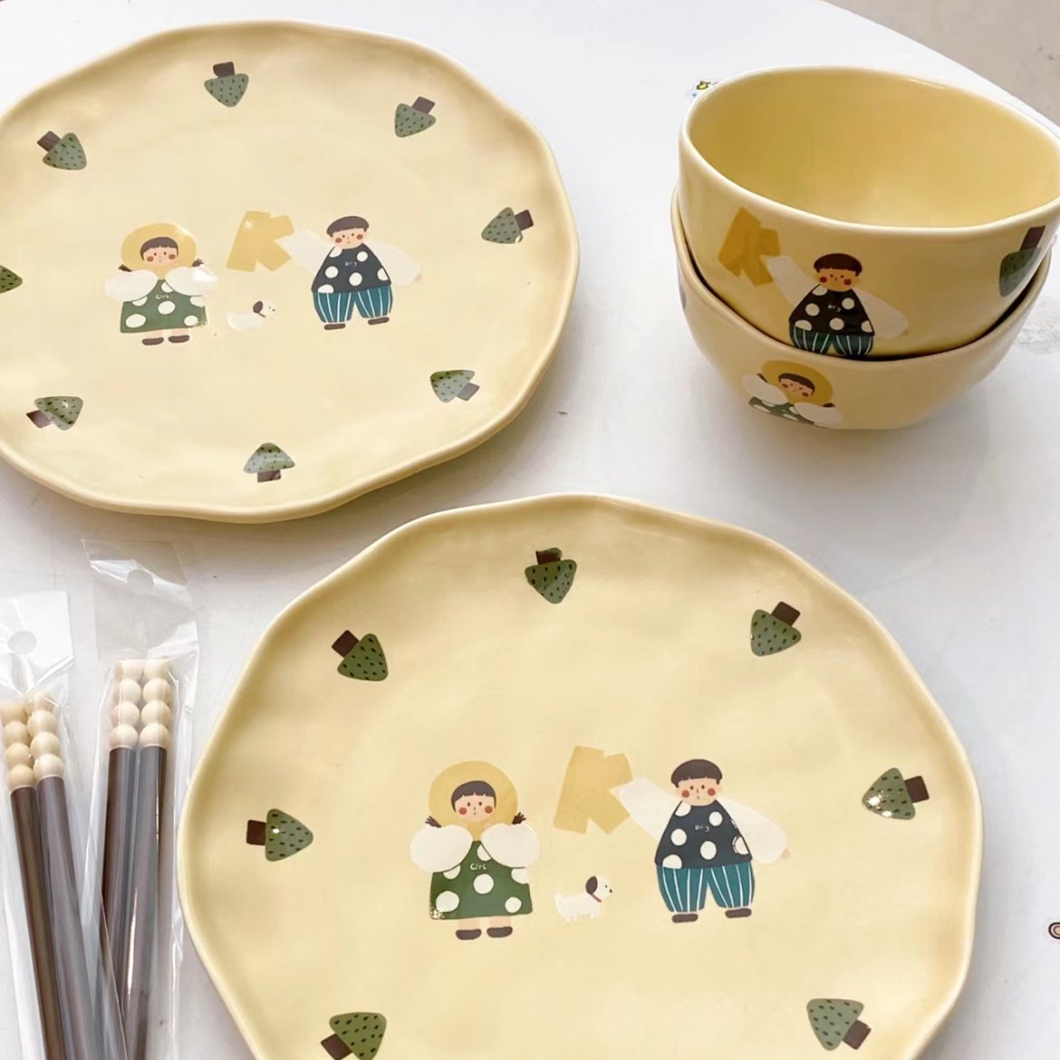 Adorable Boy and Girl Series Tableware Gift Set - Set of 6