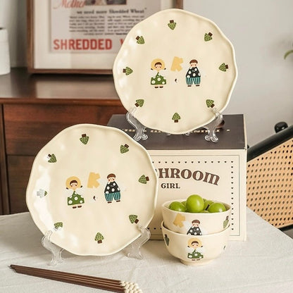 Adorable Boy and Girl Series Dinnerware Gift Set - Set of 6 | Housewarming & Valentine’s Day Gift