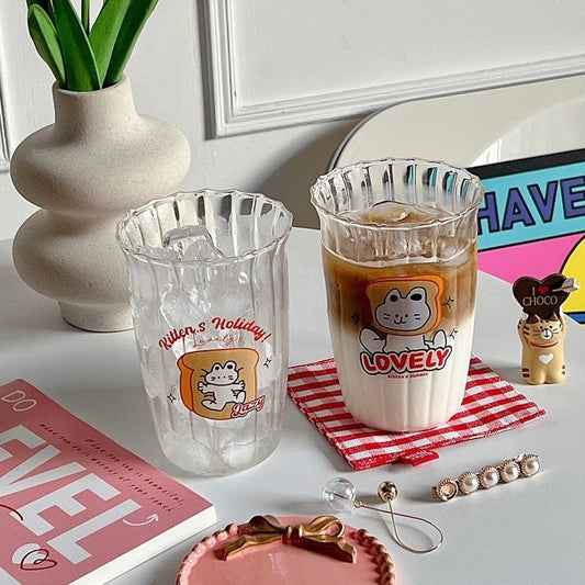 Lovely Bread Cat Glass Mug