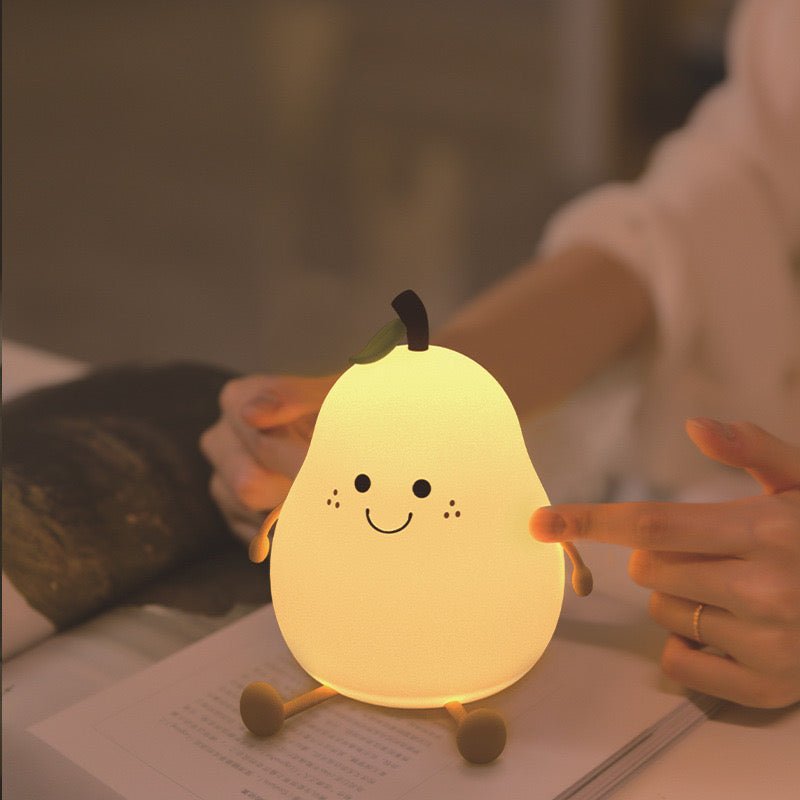 Adorable Pear Tap-on Night Light | Soft Silicone, USB Charging