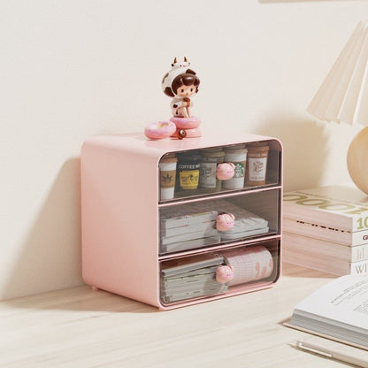 Adorable Pig and Rabbit Three-Layer Desktop Organizer | High-Quality Acrylic and PC Plastic