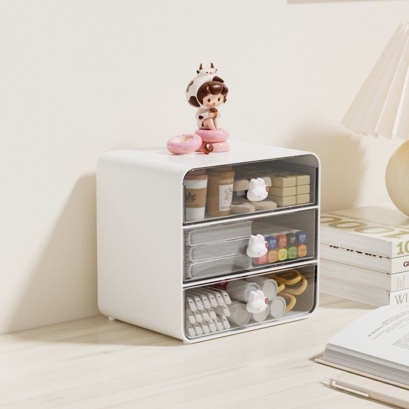 Adorable Pig and Rabbit Three-Layer Desktop Organizer | High-Quality Acrylic and PC Plastic