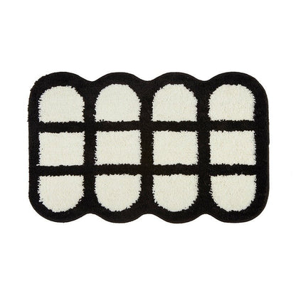 Black and White Checkered Plush Bathroom Rug - Size 40x60cm / 50x80cm | Super Absorbent