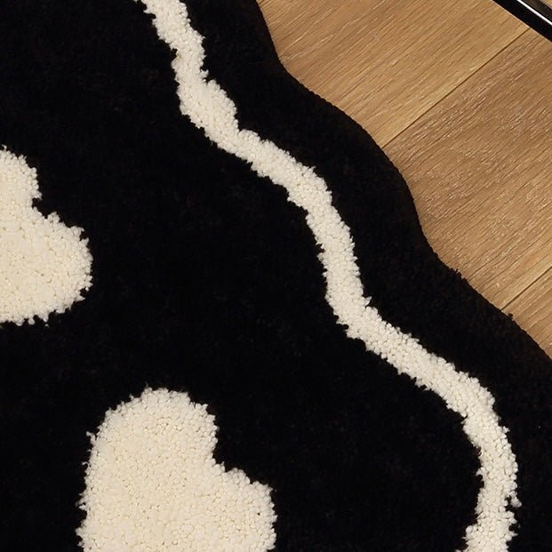 Black Trio Heart Plush Bathroom Rug - Size 40x60cm / 50x80cm | Super Absorbent