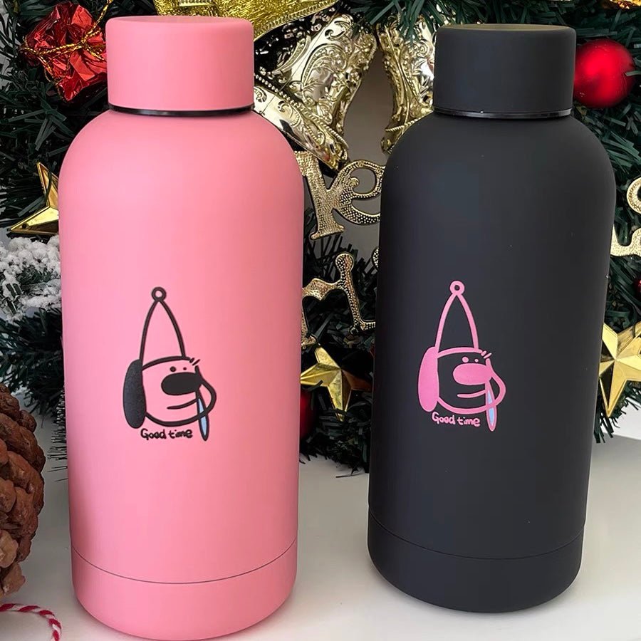 Black&Pink Puppy Stainless Steel Vacuum Insulated Mug