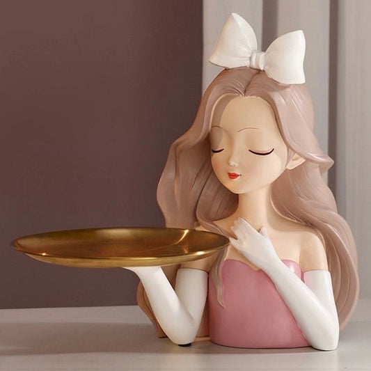 Bow Tie Girl Decor Piece with Tray