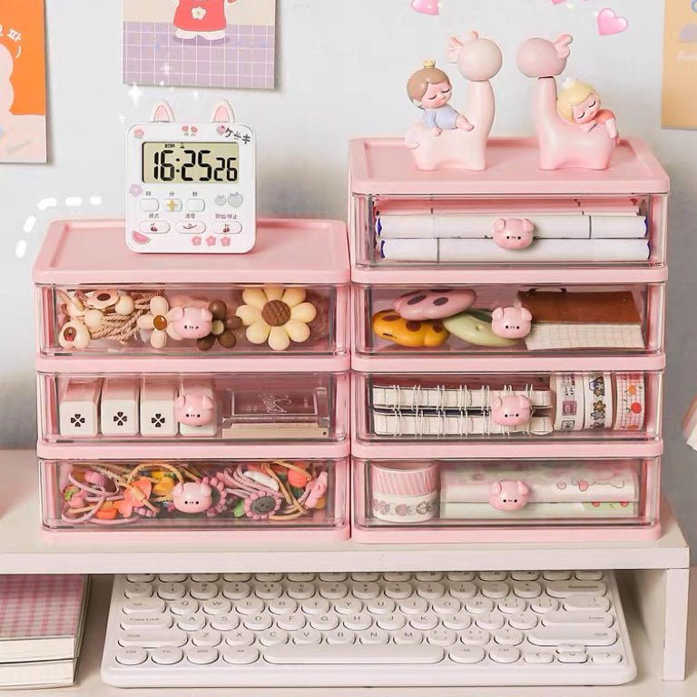 Pink Piggy Four-Tier Storage Drawers