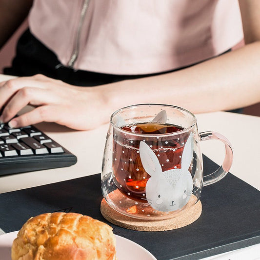 Bunny Double Glass Mug