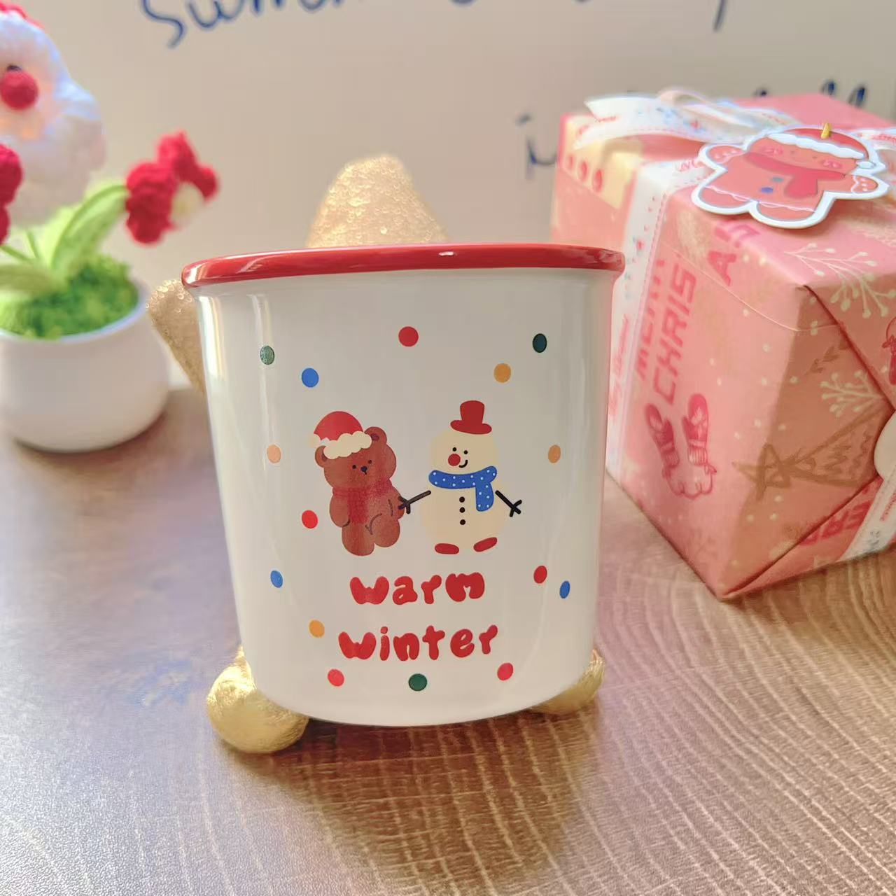 Snowman & Bear Ceramic Mug - 350ML | Christmas Gift