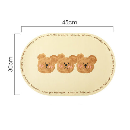 Charming Bear Leather Dining Table Mats - Waterproof & Oil-Resistant