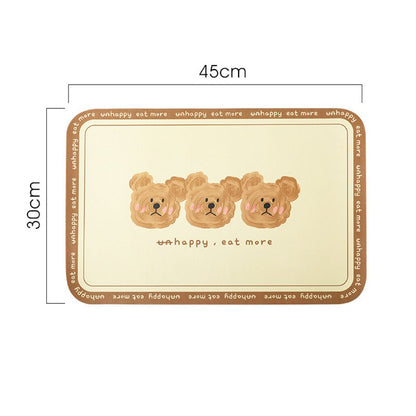 Charming Bear Leather Dining Table Mats - Waterproof & Oil-Resistant