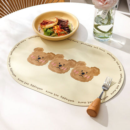 Bear Oval Leather Dining Table Placemats