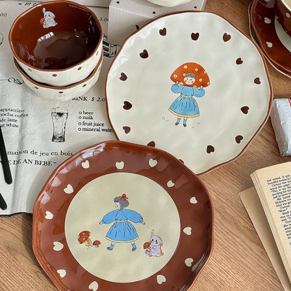 Charming Mushroom Girl Series Tableware Gift Set - Set of 6 | Elegant Design & Packaging