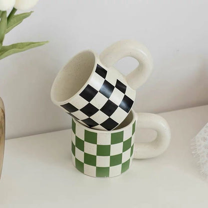 Checkerboard Ceramic Coffee Mug