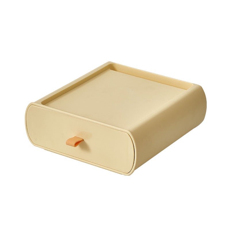 Chic Creamy Yellow & White Desk Drawer Organizer - Stackable Design | Securely Packaged for Safe Transit