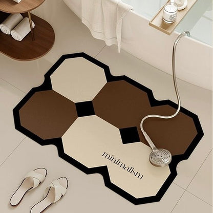 Chic Diamond Grid Bathroom Absorbent Mat - Size 40x60cm | Quick-Drying and Absorbent