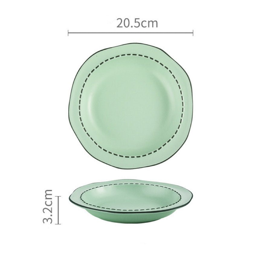 Comic Style Handcrafted Ceramic Dinnerware Set | Unique 2D Aesthetic, 4 Colors Available