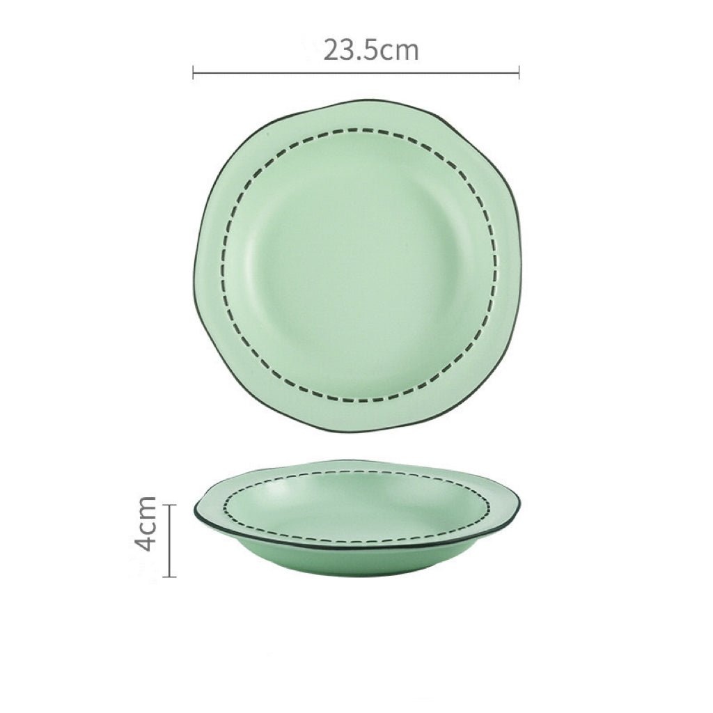 Comic Style Handcrafted Ceramic Dinnerware Set | Unique 2D Aesthetic, 4 Colors Available