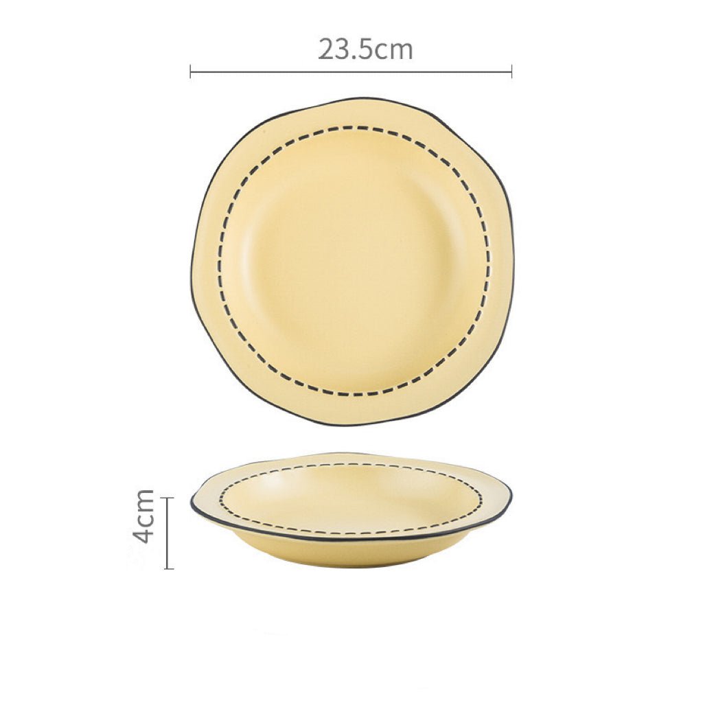 Comic Style Handcrafted Ceramic Dinnerware Set | Unique 2D Aesthetic, 4 Colors Available