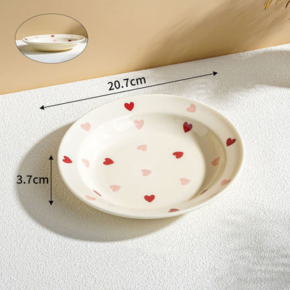 Creamy Heart Series Ceramic Dinnerware Set | Charming Underglaze Ceramic Dishes