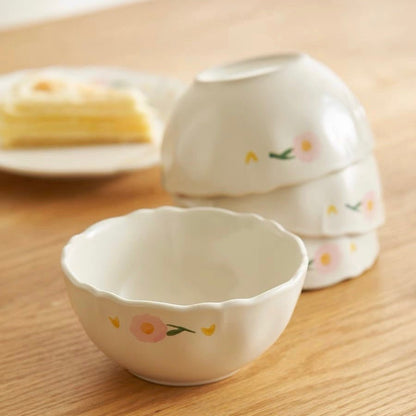 Creamy White Floral Series Ceramic Dinnerware Set - Elegant Design