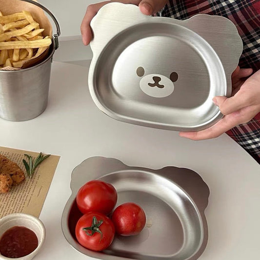 Cute Bear Stainless Steel Plate | 304 Stainless Steel | Dishwasher Safe - Wuli Home