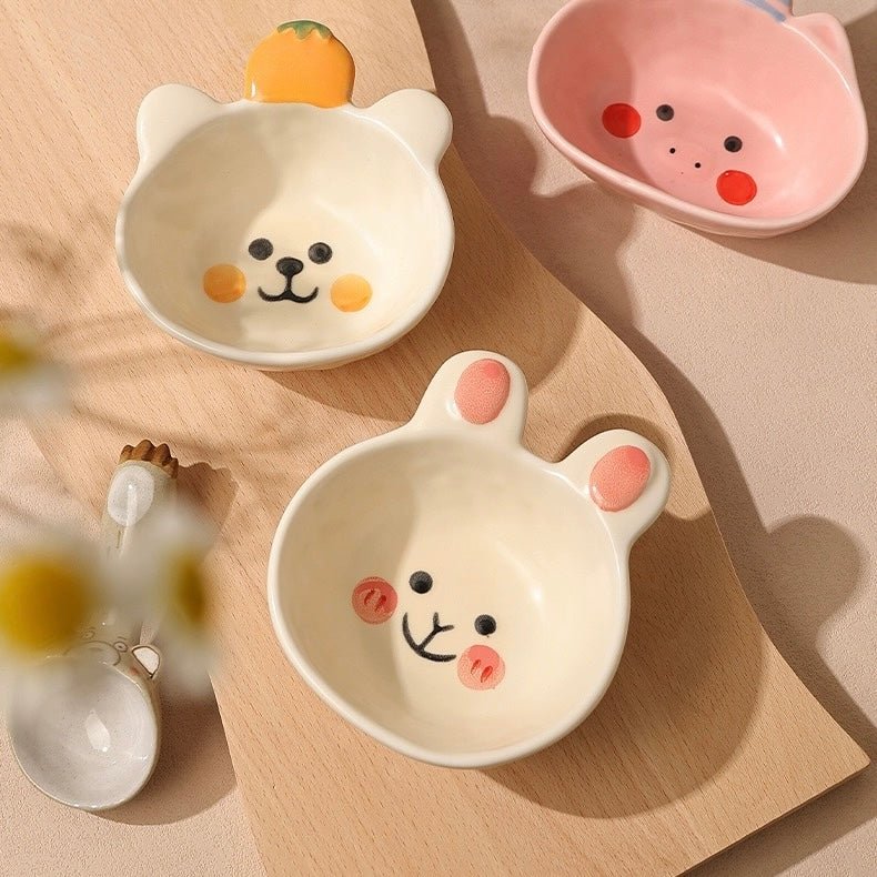 Cute Cartoon Ceramic Dipping Bowl - Unique Design with Five Adorable Characters - Wuli Home