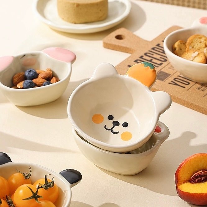 Cute Cartoon Ceramic Dipping Bowl - Unique Design with Five Adorable Characters - Wuli Home